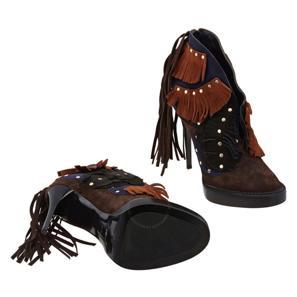 NEW Runway Burberry Lilybell Studded Fringe Boots Bootie Heels - Picture 10 of 11